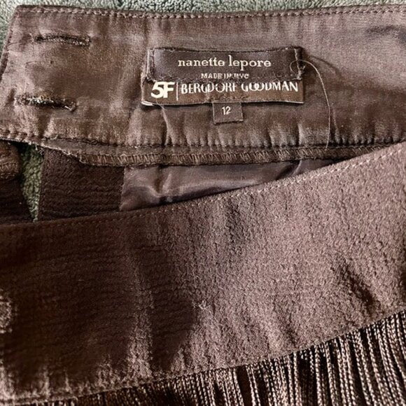 Nanette Lepore Black Fringe Mini-Skirt (Bergdorf Goodman) Sz. 12 - Picture 5 of 10